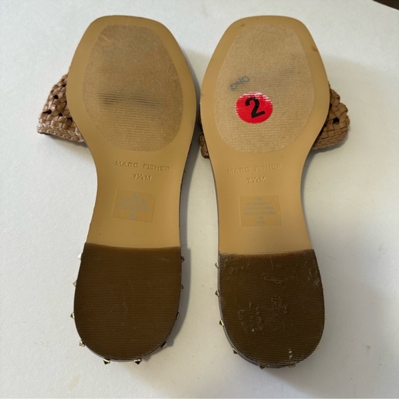 Marc Fisher Nude Jeremy Braided Slide Sandals Studded Minimalist Neutral Sz 7.5 - Picture 5 of 8